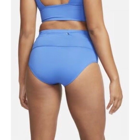 $56 Nike Essential High Waist Swim Bottoms Pacific Blue Size Medium Running Jog - Picture 2 of 13
